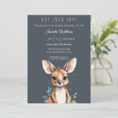 Kangaroo Niedlich Watercolor Elegante Babydusche Einladung (Stehend Vorderseite)