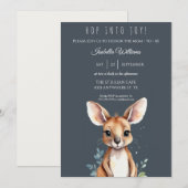 Kangaroo Niedlich Watercolor Elegante Babydusche Einladung (Vorne/Hinten)