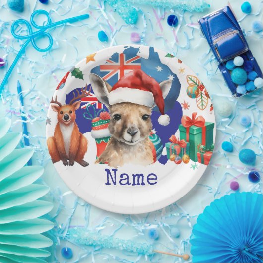 Kangaroo on Australia Flag  Pappteller (Party)