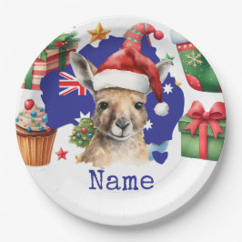 Kangaroo on Australia Flag  Pappteller