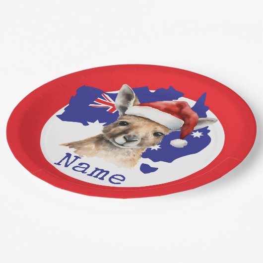 Kangaroo on Australia Flag  Pappteller (Schrägansicht)