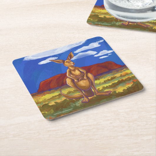 Kangaroo Party Center Rechteckiger Pappuntersetzer (angewinkelt)