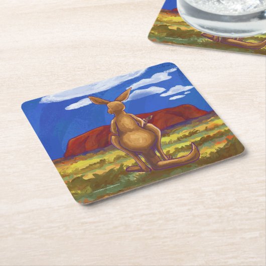 Kangaroo Party Center Rechteckiger Pappuntersetzer (angewinkelt)