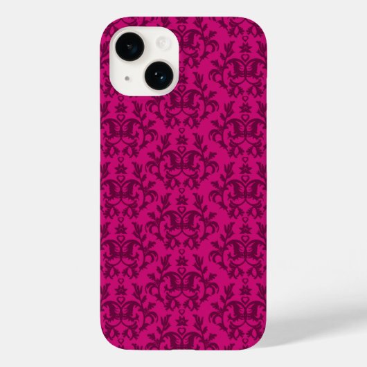 Kangaroo Paws Damask dunkelrosa Case-Mate iPhone Hülle (Rückseite)