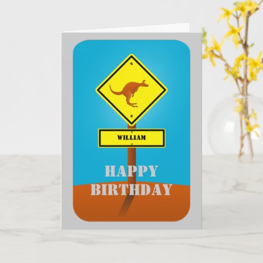 Kangaroo personalisierte Geburtstagskarte Karte (Gelbe Blume)