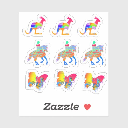 Kangaroo, Pferd und Reiter, Schmetterlingsblatt Aufkleber (Blatt)