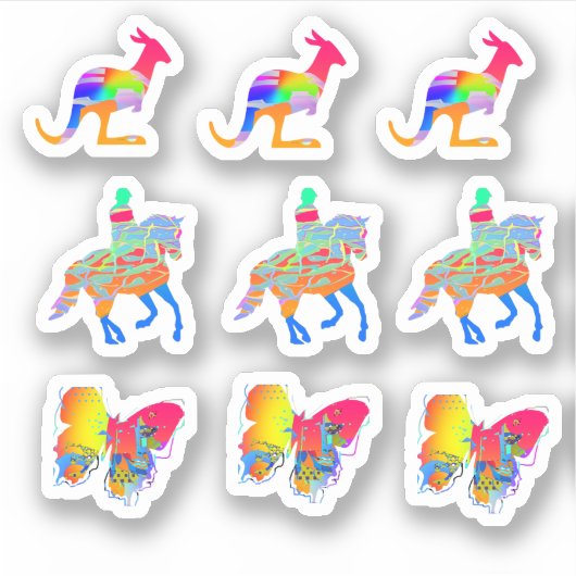 Kangaroo, Pferd und Reiter, Schmetterlingsblatt Aufkleber (Vorderseite)