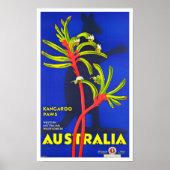 Kangaroo Pfoten Australien Jahrgang Reise Poster (Vorne)