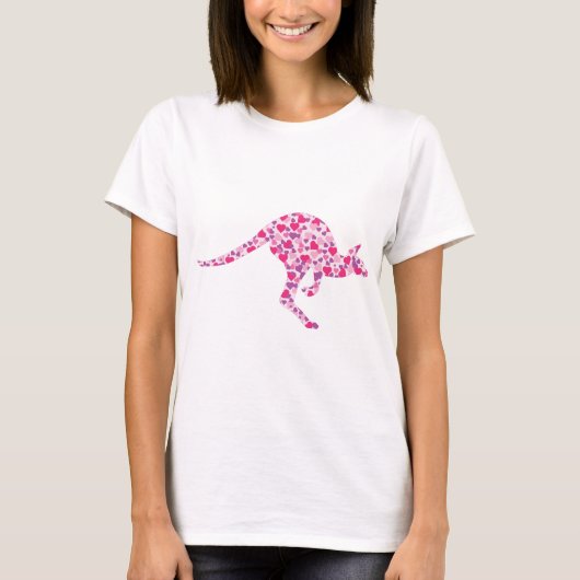 Kangaroo-Pink-Herz T-Shirt (Vorderseite)
