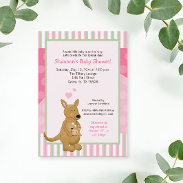 Kangaroo Pink Mommy Invitation Einladung