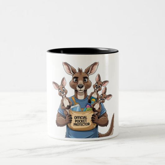 Kangaroo Pocket Protector - Funny Animal Vater Zweifarbige Tasse (Mittel)