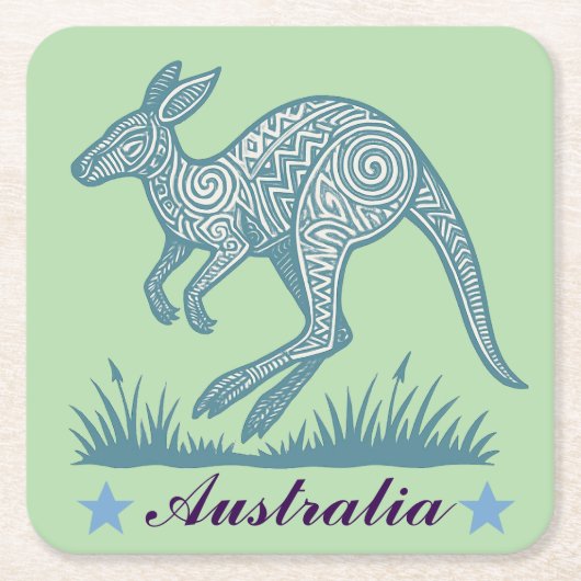 Kangaroo Rechteckiger Pappuntersetzer (Vorderseite)