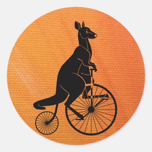 Kangaroo Reiten Runder Aufkleber (Vorderseite)