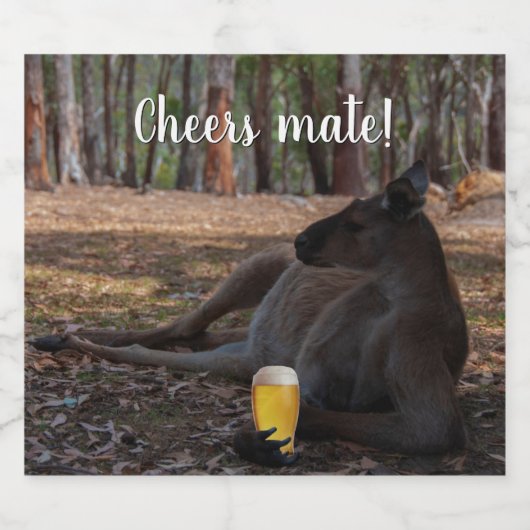 Kangaroo Relaxen mit Bier Australien Funny Bierflaschenetikett (Einzelnes Label)
