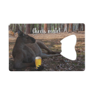 Kangaroo Relaxen mit Bier Australien Funny Geldbeutel Flaschenöffner