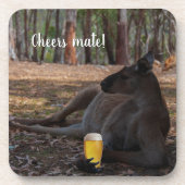 Kangaroo Relaxen mit Bier Australien Funny Getränkeuntersetzer (Vorderseite)