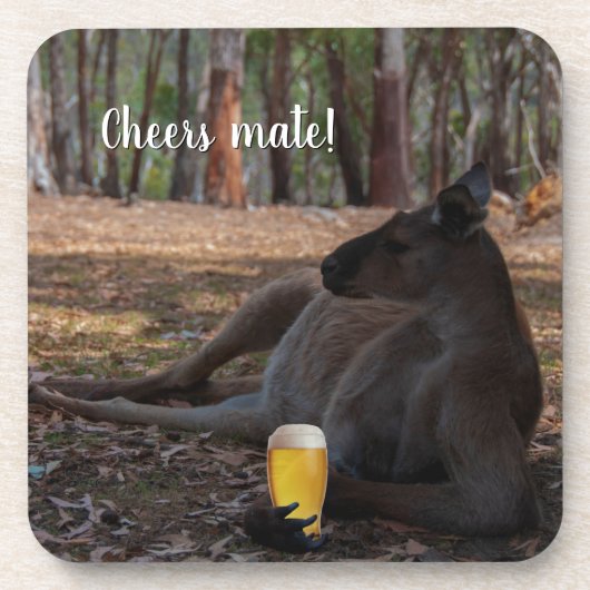 Kangaroo Relaxen mit Bier Australien Funny Getränkeuntersetzer (Vorderseite)