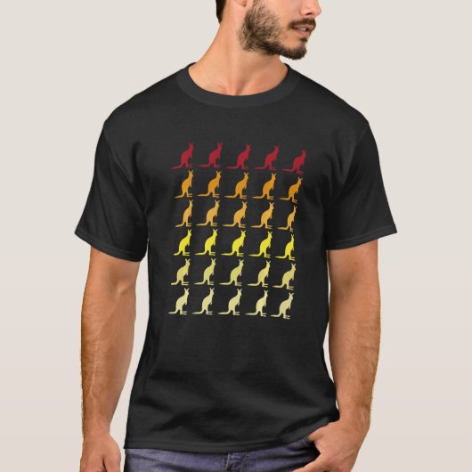 Kangaroo Retro Animal Muster T-Shirt (Vorderseite)
