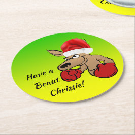 Kangaroo Santa Australisches Weihnachtsfest Party Runder Pappuntersetzer