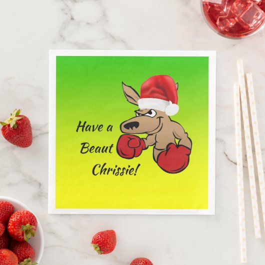 Kangaroo Santa Australisches Weihnachtsfest Party Serviette (Beispiel)