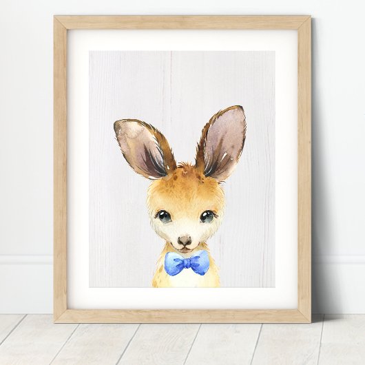 Kangaroo-Schmetterlingskrawatte-Nursery-Kunst druc Poster