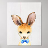 Kangaroo-Schmetterlingskrawatte-Nursery-Kunst druc Poster (Vorne)
