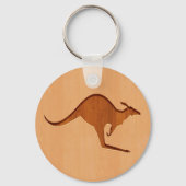Kangaroo-Silhouette in Holzdesign graviert Schlüsselanhänger (Vorderseite)