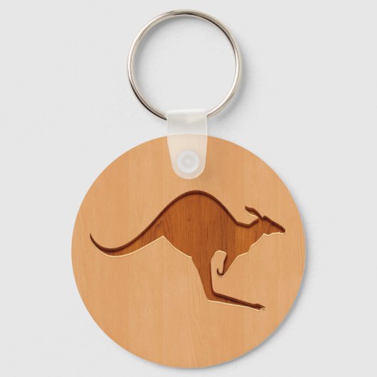Kangaroo-Silhouette in Holzdesign graviert Schlüsselanhänger (Vorderseite)