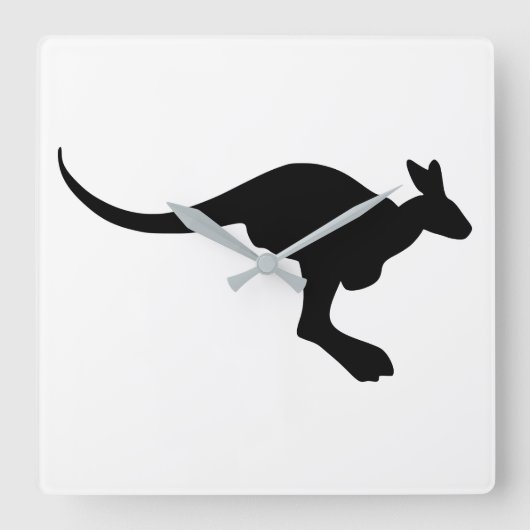 Kangaroo-Silhouette Quadratische Wanduhr (Vorderseite)