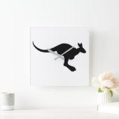 Kangaroo-Silhouette Quadratische Wanduhr (Zuhause)