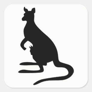 Kangaroo-Silhouette Quadratischer Aufkleber