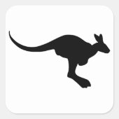 Kangaroo-Silhouette Quadratischer Aufkleber (Vorderseite)