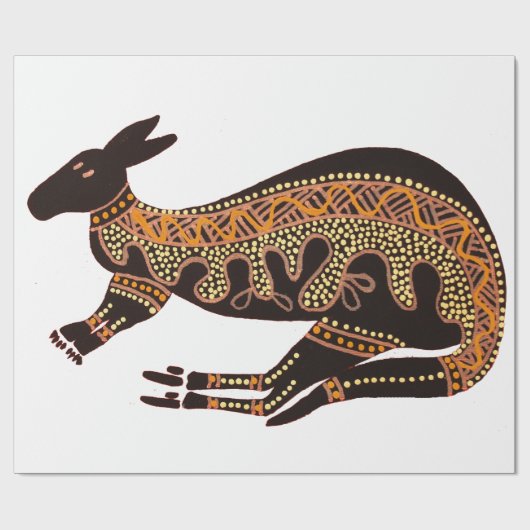 Kangaroo-Single über Weißwaschpapier Geschenkpapier (Flach)