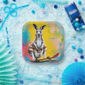 Kangaroo-Skate Pappteller (Party)