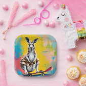 Kangaroo-Skate Pappteller (Party)