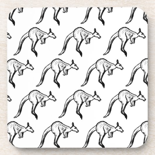 Kangaroo Sketch Getränkeuntersetzer (Vorderseite)