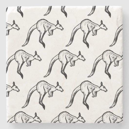 Kangaroo Sketch Steinuntersetzer (Vorderseite)