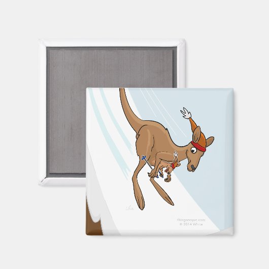 Kangaroo Ski Jump Magnet (Vorderseite/Rückseite)