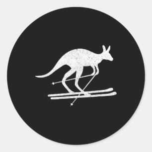 Kangaroo Skivergnügen Wintersport Australien Reise Runder Aufkleber