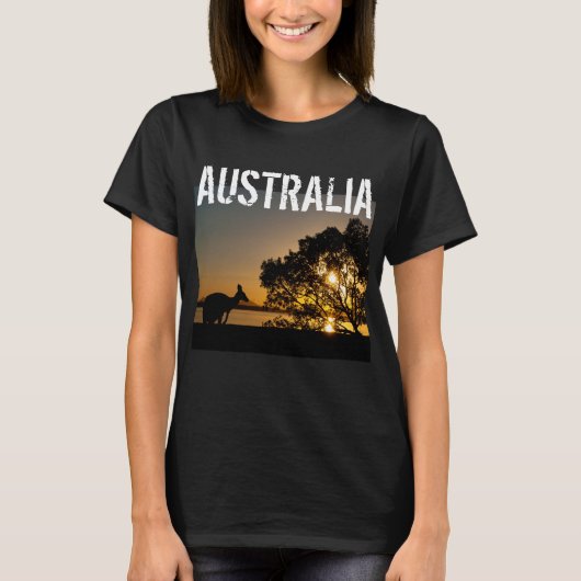 Kangaroo Sunset Foto in Australien T-Shirt (Vorderseite)