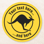 Kangaroo-Symbol Runder Pappuntersetzer (Vorderseite)