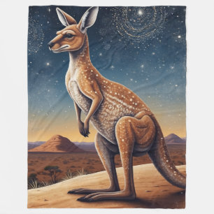 Kangaroo-Szene mit australischem Aborigine-Thema Fleecedecke
