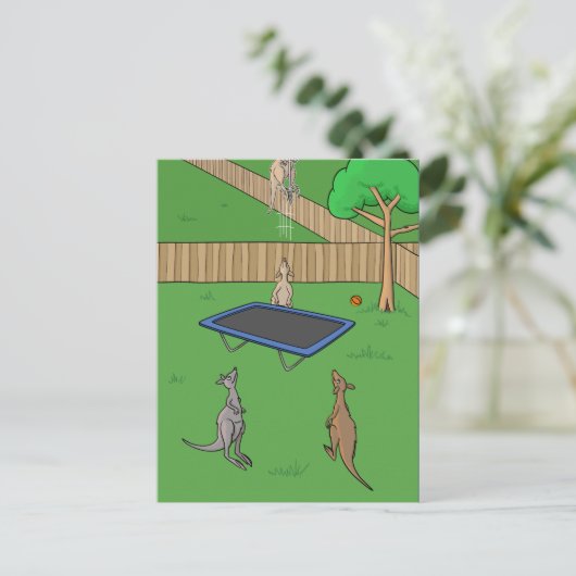 Kangaroo Trampolin Bounce Postkarte (Stehend Vorderseite)
