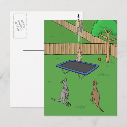 Kangaroo Trampolin Bounce Postkarte (Vorne/Hinten)
