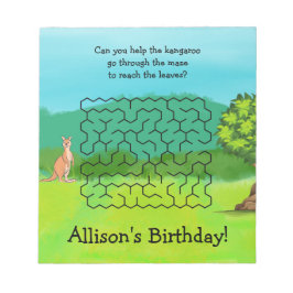 Kangaroo und Blätter Maze Birthday Notepad Notizblock