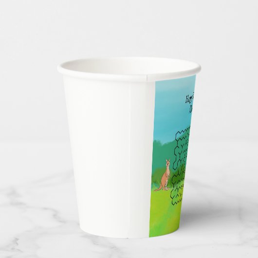 Kangaroo und Blätter Maze Birthday Paper Cups Pappbecher (Rechts)