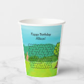 Kangaroo und Blätter Maze Birthday Paper Cups Pappbecher (Vorderseite)