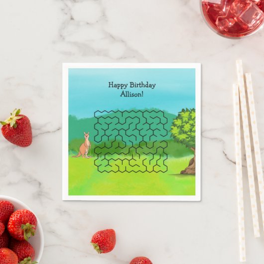 Kangaroo und Blätter Maze Birthday Paper Napkins Serviette (Beispiel)