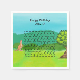 Kangaroo und Blätter Maze Birthday Paper Napkins Serviette
