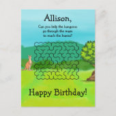Kangaroo und Blätter Maze Birthday Postkarten (Vorderseite)